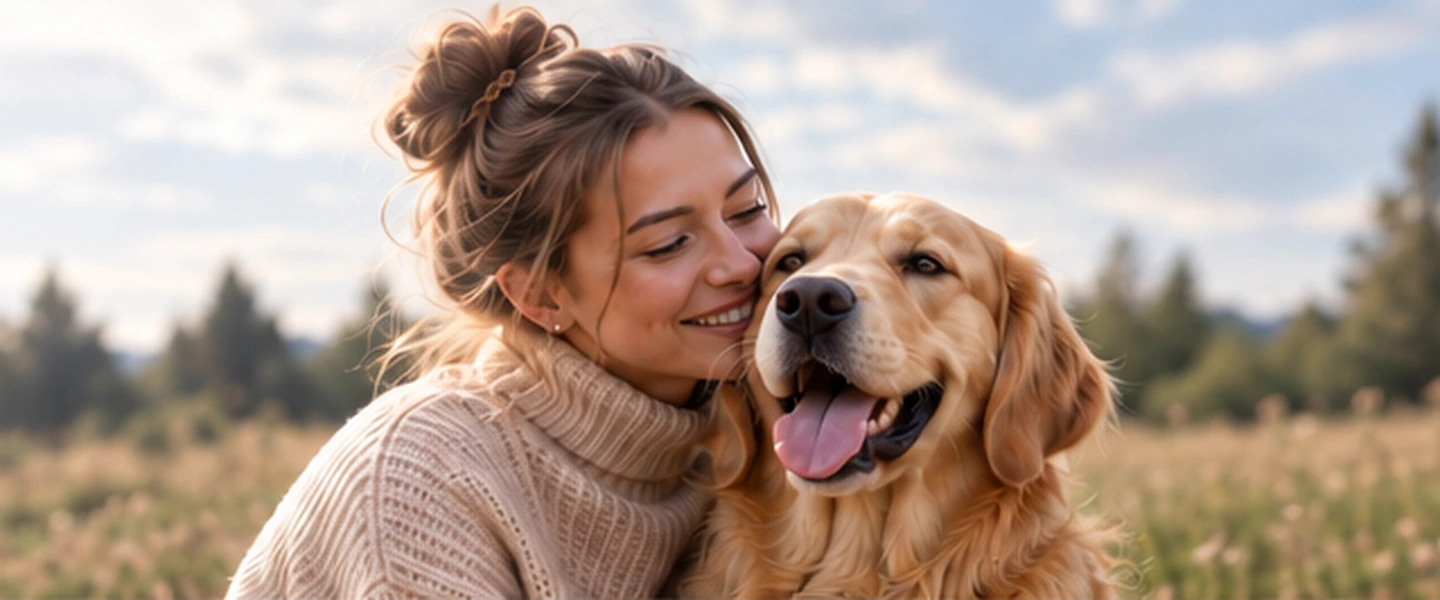 Hundeejer med golden retriever