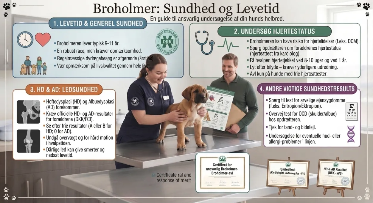 Broholmer sundhed og levetid