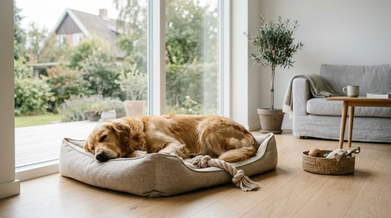 golden retriever alene hjemme