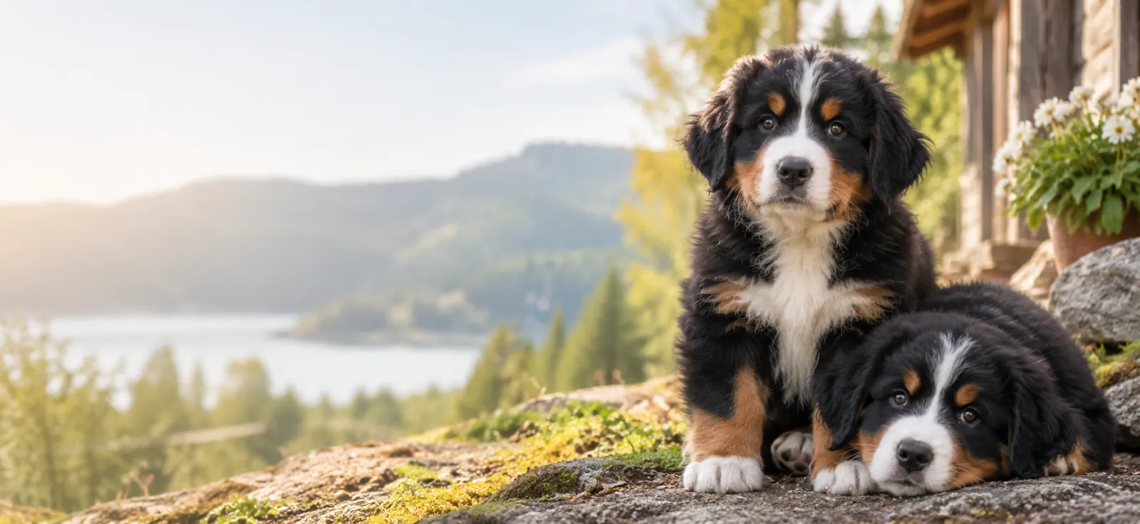 Berner Sennenhund hvalp i trygt miljø